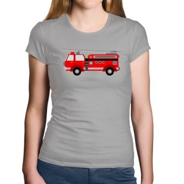 Imagem de Baby Look Algodão Caminhão de Bombeiro - Foca na Moda, Cinza, GGG
