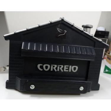 Imagem de Caixa Correio Casinha Pvc Preta/prata/azul - Redemac Bomagg