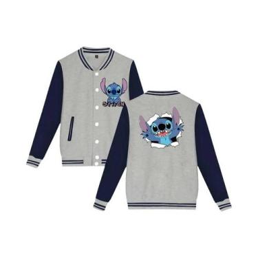 Imagem de Jaqueta De Moletom Unissex Infantil Y2K Disney Stitch Estilo Baseball 