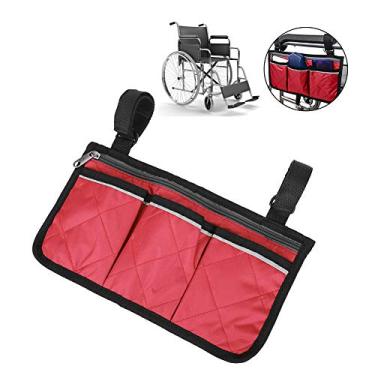 Imagem de SPYMINNPOO Bolsa Lateral para Scooter, Bolsa de Armazenamento Forte e Leve para Cadeiras Móveis, Vermelha, 7,1x12,8 pol. para Scooters Elétricos (Borgonha)
