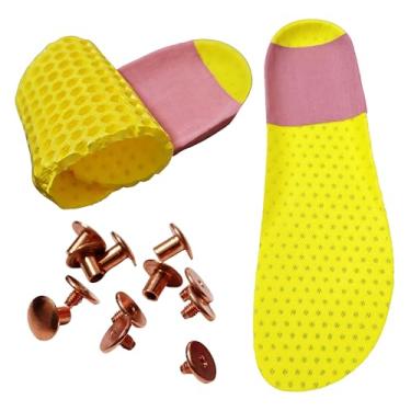 Imagem de Palmilhas de aterramento com tecido metálico condutor - compatível com a maioria dos sapatos de aterramento de pregos de cobre, inclui 6 conjuntos de parafusos de cobre puro para substituição de