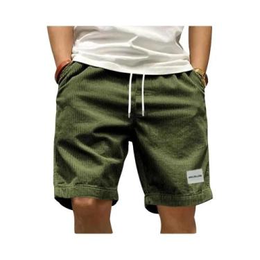 Imagem de Bermuda Cargo Vintage Em Corduroy Para Homens, Tendência De Verão, Cas