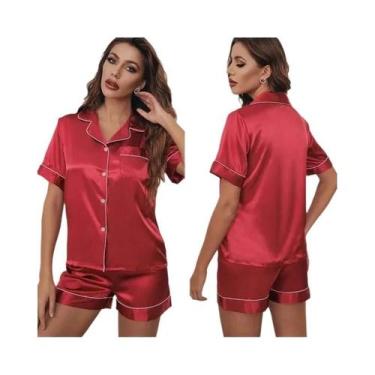 Imagem de Conjunto De Pijamas De Seda Femininos, Roupa De Noite Casual E Confort