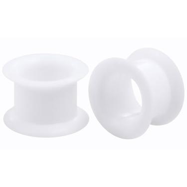 Imagem de Uqnwbdq 0G alargadores de orelha de silicone grosso branco para orelhas kit de alongamento 0 brincos de borracha macia alargador duplo alargador oco calibre 8 mm mulheres homens 5/40.6 cm