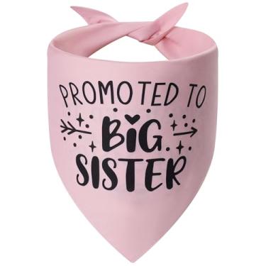 Imagem de Agroon Promoção para Big Sister Dog Bandana Pequena, 1 peça, Lenço Rosa Triângulo Ajustável, Anúncio de Gravidez, Novo Bebê para a Família.