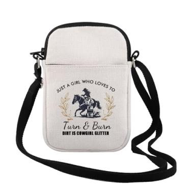 Imagem de TSOTMO Bolsa tiracolo Barrel Racer Gift Who Loves to Turn and Burn Horse Riders Horse Owners Equestrian Shoulder Bag for Mom, Burn Glitter Cr, Tendência