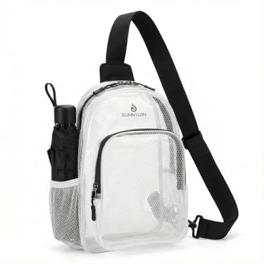 Imagem de Sunnylon Bolsa transversal branca semitransparente TPU, resistente à água pequena bolsa transversal transparente, Transparente.