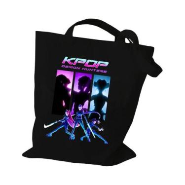 Imagem de Bolsa Tote De Lona Grande Capacidade Para Mulheres KPop Demon Hunters,