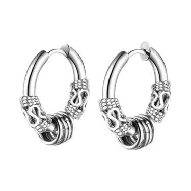 Imagem de Brincos De Argola Góticos Masculinos Com Caveira, Hipoalergênicos, Joi