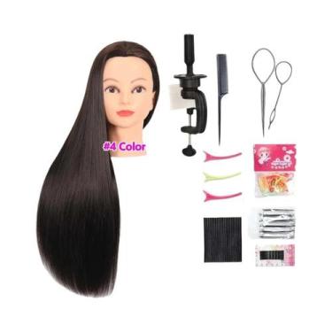 Imagem de Cabeça De Manequim Masculina Com Cabelo Sintético Longo E Suporte Com 
