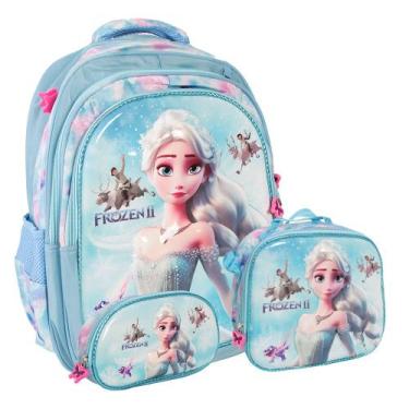 Imagem de Kit Mochila Infantil Escolar Alça Costas Reforçada 3 Peças - Plike