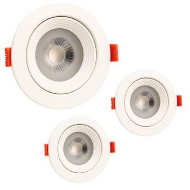 Imagem de Kit 3 Spot LED Embutir 12W Redondo Branco Quente 3000K Bivolt 133x133m