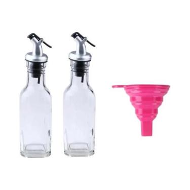 Imagem de Dispensador De Azeite Em Garrafa De Vidro Com Funil De Silicone Para T