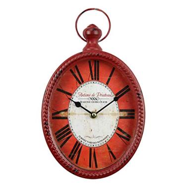 Imagem de U5GAAALPPQ9 Relógio de parede europeu retrô design oval relógio de parede antiquado retrô artesanato relógio de parede adequado para cozinha espaço de escritório 30 cm, A (B)