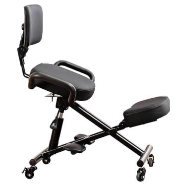 Imagem de Cadeiras de mesa ajoelhadas cadeira de escritório com pernas cruzadas com rodas e descanso para os pés, cadeira ergonômica de ajoelhar com braço - Cadeira de postura para trabalhadores de computador