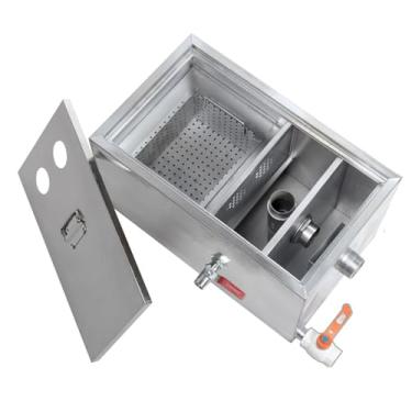 Imagem de Armadilha de graxa de aço inoxidável, design destacável de armadilha de gordura comercial para águas residuais de cozinha de restaurante (50 * 29 * 29 cm/20 * 11 * 11 pol)