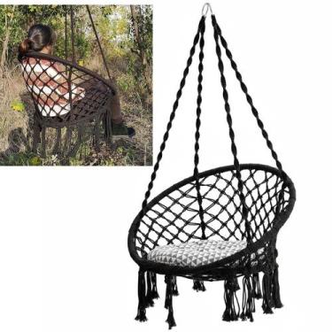 Imagem de Rede Cadeira Balanço Suspensa Almofada Algodao Decoraçao Confortavel C