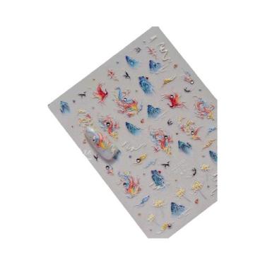 Imagem de Adesivos De Unha 5D Borboleta Vermelha Fênix Andorinha Decalques De Ma