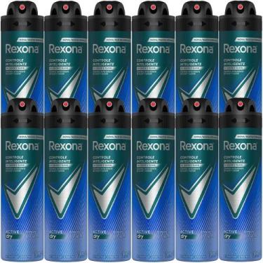 Imagem de Kit Desodorante Aerosol Rexona Masculino Active Dry/Azul 150ml - 12 Un