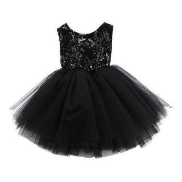 Imagem de Vestido Infantil Menina Festa Brim Tule Florido + Lantejoula - anjo da