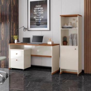 Imagem de Conjunto Escritório Mesa Armário Livreiro e Gaveteiro Organizador Mosc