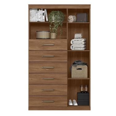 Imagem de Comoda 1 Porta 6 Gavetas Marabá Jatobá Acetinado - Santos Andirá