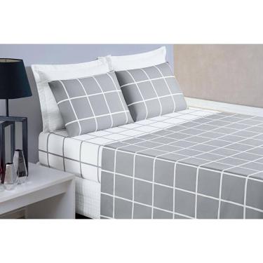 Imagem de Roupa Cama Solteiro Menino Menina Austin 200 Fios Cinza