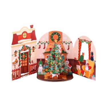 Imagem de Cartão De Natal 3D Com Árvore De Natal E Gato, Com Envelope, Cartão Po
