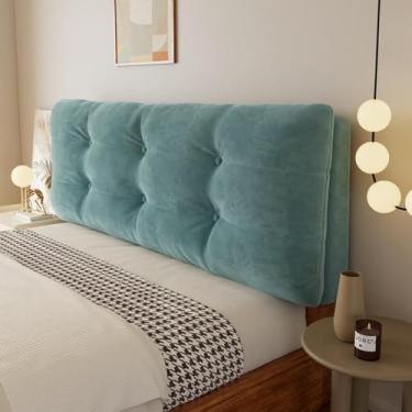 Imagem de Capa de cabeceira lisa universal, capa de cabeceira de cama para cama queen king, proteção contra desgaste, para reforma de quarto, dormitório e decoração de casa de aluguel - Azul||190 cm