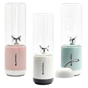 Imagem de Mini Mixer Liquidificador 6 Lâminas Blender Personal Portátil USB 330ml com Jarra de Vidro Para Sucos Shakes Smoothies e Triturar Frutas Gelos e Vegetais