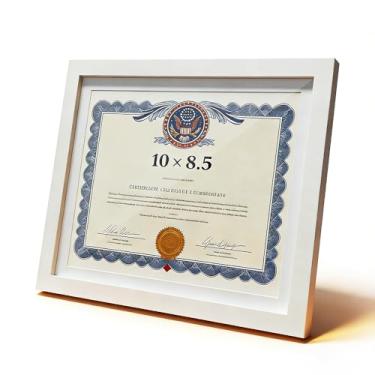 Imagem de HUICAPTYI Moldura de madeira com vidro acrílico HD - Exiba certificados de 25 x 21 cm com tapete ou fotos de 20 x 15 cm sem tapete - decoração de parede ou mesa para casa, escritório, sala de aula