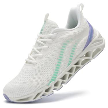 Imagem de TSIODFO Tênis feminino atlético para corrida e caminhada, Branco, roxo, 38