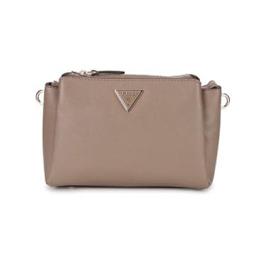 Imagem de GUESS Bolsa transversal Noelle com compartimento triplo, Cinza-escuro, One Size