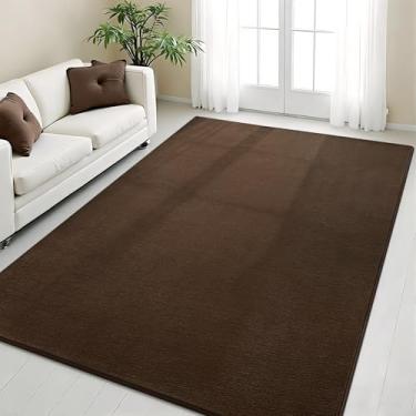 Imagem de Vasofe Tapete marrom para sala de estar, tapetes felpudos 12 x 18 cm para quarto, tapetes macios modernos para quarto de crianças, lavável, antiderrapante, espesso, tapete de espuma viscoelástica para