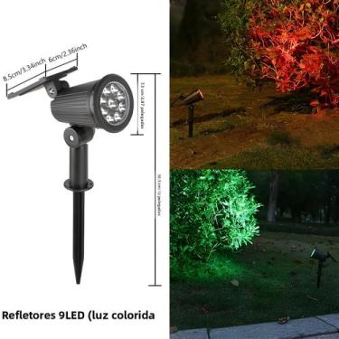 Imagem de Luzes De Spot Solar RGB Para Exterior Com 9 LEDs, IP65 À Prova d'Água,