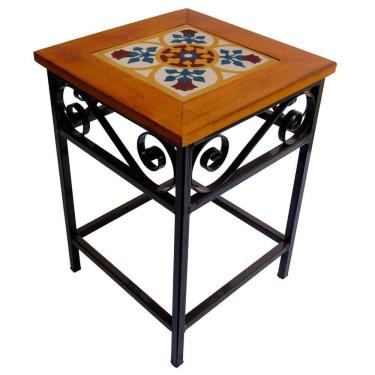 Imagem de Banco De Ferro E Madeira Rústico Com Ladrilho Hidráulico Azulejo Ladrilho B4