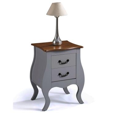 Imagem de Mesa de Cabeceira Bombê Antique 2 Gavetas Laca Cinza