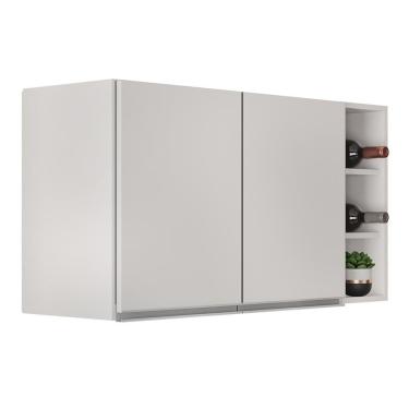 Imagem de Armário De Cozinha Aéreo Califórnia 100cm E Nicho Garrafeiro Branco - Lumil