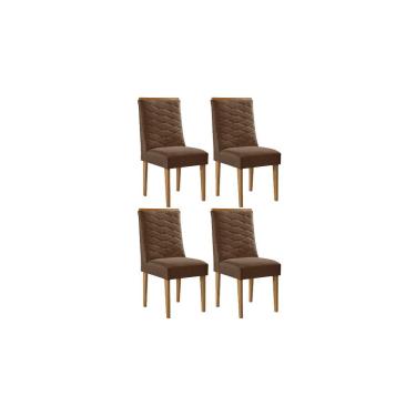 Imagem de Kit 4 Cadeiras de Cozinha Maldivas 4 Un Madeira Capuccino/Suede Marrom - Rufato