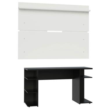 Imagem de Mesa Gamer e Painel para TV até 65" Preto e Branco Madesa