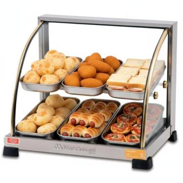 Imagem de Estufa Ouro Curva Para Salgados Dupla Expositor 6 Bandejas Marchesoni,