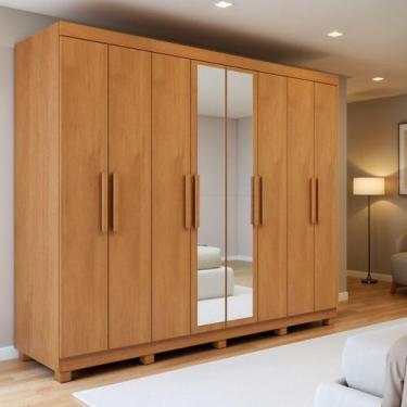 Imagem de Guarda-roupa 8 Portas 4 Gavetas com Espelho e com Pé Andara Soft - Móv