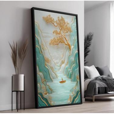 Imagem de Quadro Decorativo com Moldura Caixa Árvore Harmonia para parede Sala, 