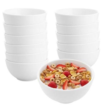 Imagem de Jogo 12 Bowl de Porcelana Tigela Caldo Sopa Porções Branco Clean 330ml