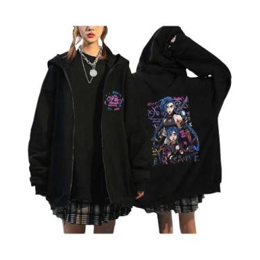 Imagem de Moletom Unissex Oversized Com Zíper E Capuz, Estilo Hip Hop Streetwear