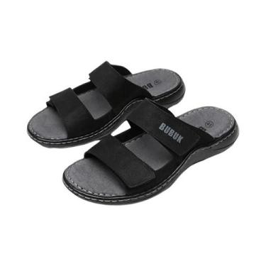 Imagem de Chinelos Casuais Masculinos Em Couro Antiderrapantes Sandálias De Prai