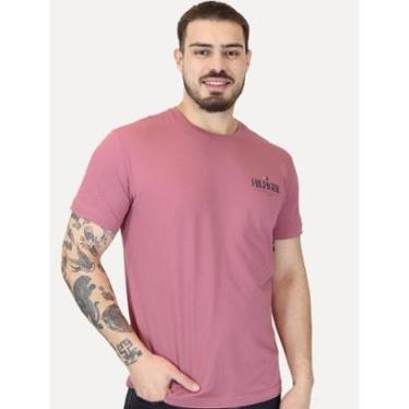 Imagem de Camiseta Tommy Hilfiger Masculina Stack Brand Love Rosa Médio-Masculino
