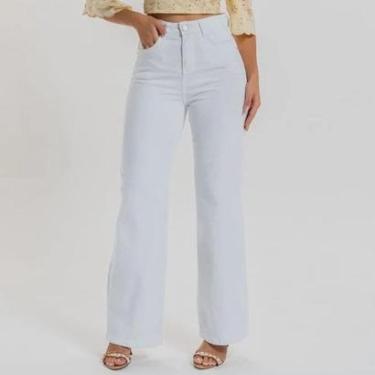 Imagem de Calça Wide Leg Feminina Moda Jeans Tendência Estação Europa-Feminino
