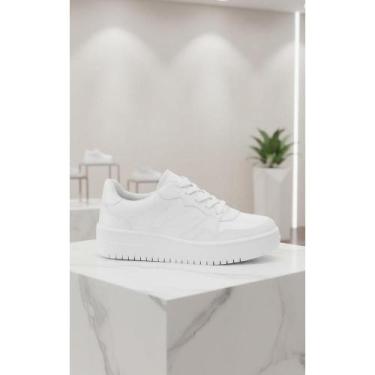 Imagem de Tênis Plataforma Feminino Casual Branco/Pink Conforto - Congratulation