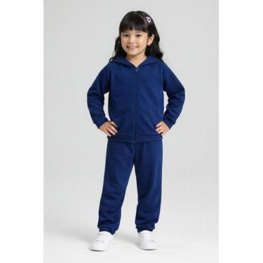 Imagem de Conjunto Inverno Menina Marinho Jaqueta com Capuz e Calça em Moletom F